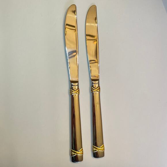 Vintage Lot of 2 REED and BARTON Fanfare Gold Modern Solid Knife 1996 18/8 - Picture 6 of 6